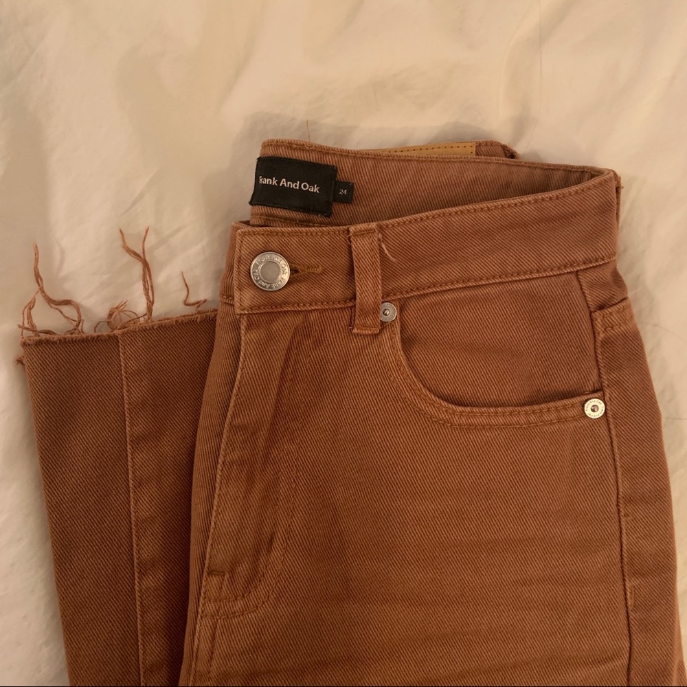 Frank and Oak Nina Wide Leg Brown Denim Jeans size 24